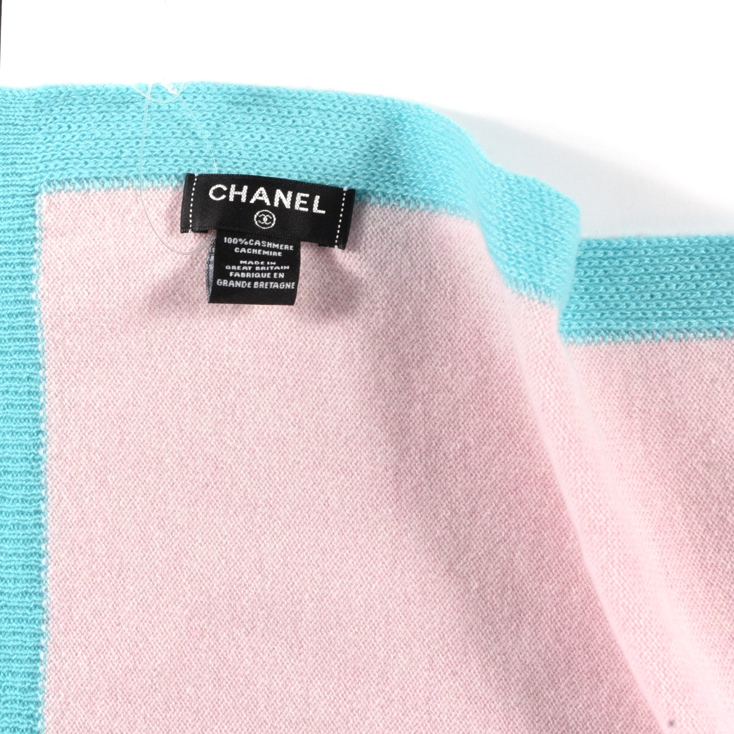 Chanel Cashmere CC Scarf Pink Blue 3 of 3
