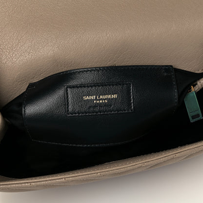 Saint Laurent Sheepskin Matelasse Chevron Monogram Medium College Bag Dark Beige 7 of 11