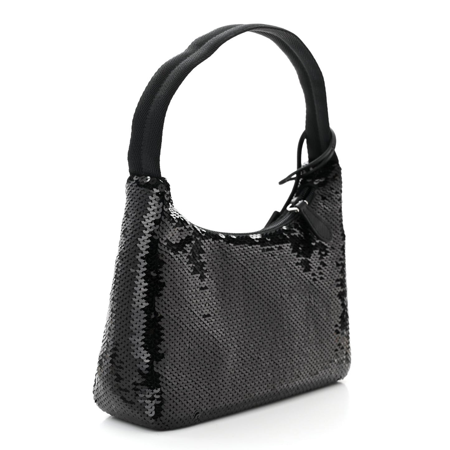Paillettes Sequin Mini Re-Edition 2000 Bag Black White