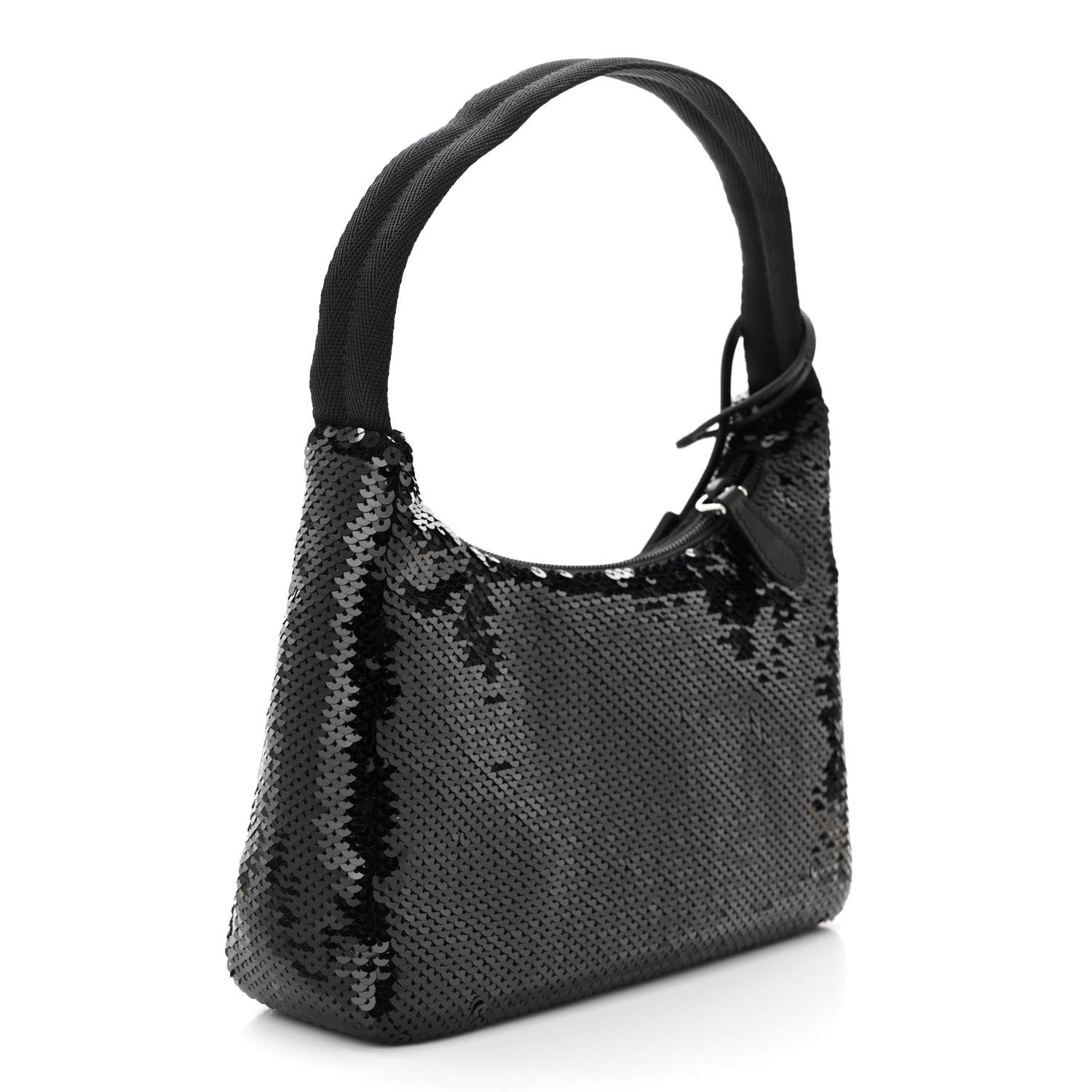 Prada Paillettes Sequin Mini Re-Edition 2000 Bag Black White 3 of 10