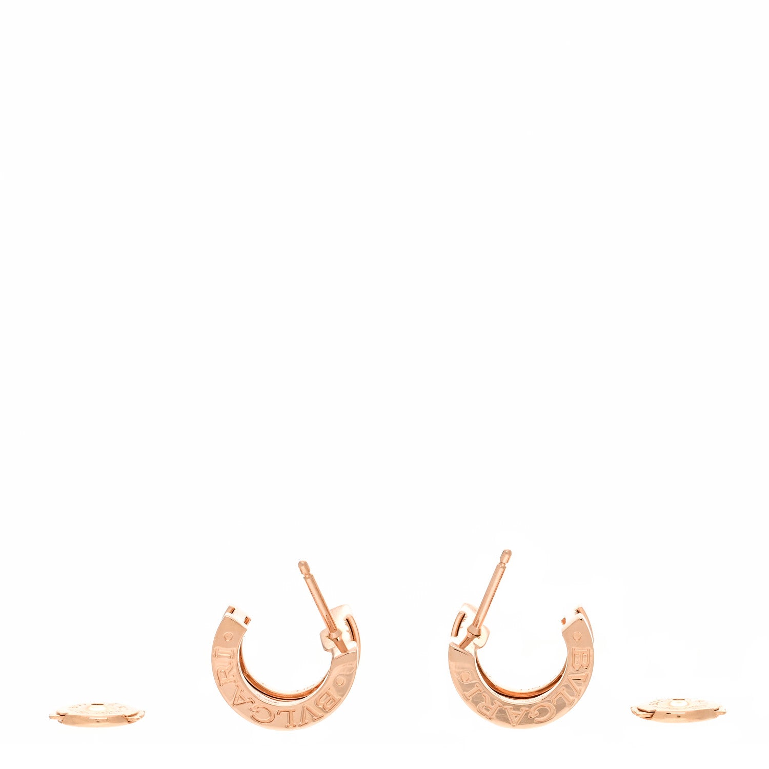 Bulgari 18K Rose Gold Diamond B.Zero1 Legend Hoop Earrings 3 of 7