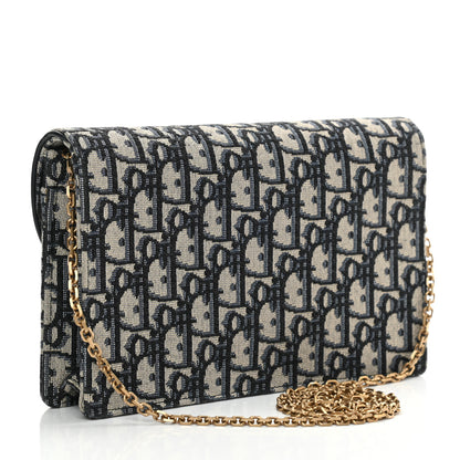 Christian Dior Oblique Saddle Chain Pouch Blue 3 of 11