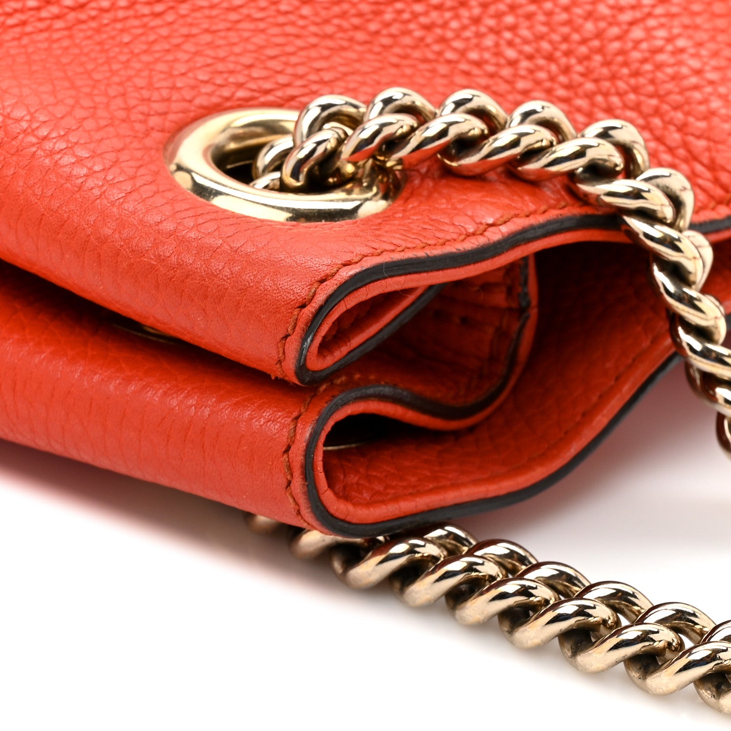 Gucci Pebbled Calfskin Medium Soho Chain Shoulder Bag Sun Orange 16 of 17