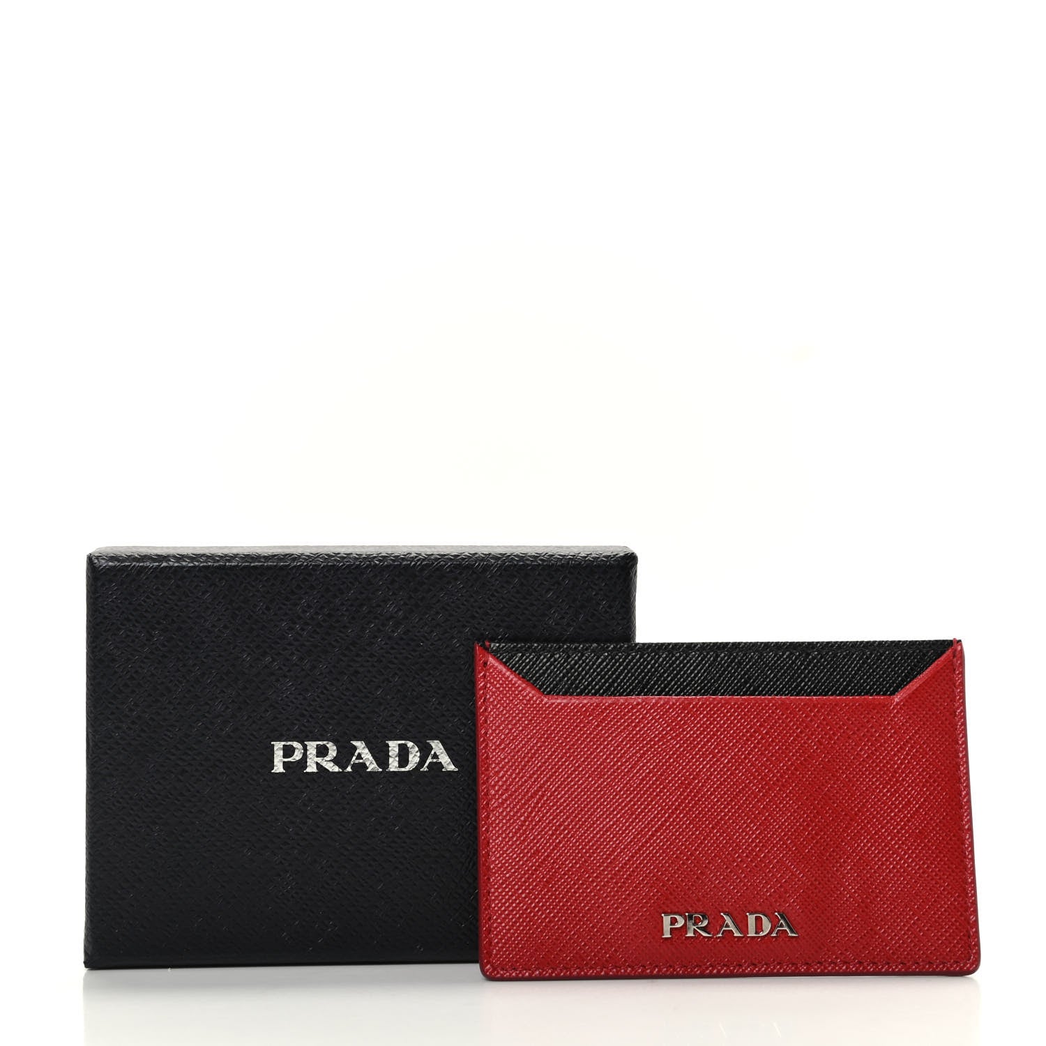 Prada Saffiano Metal Card Case Rubino Black 7 of 7