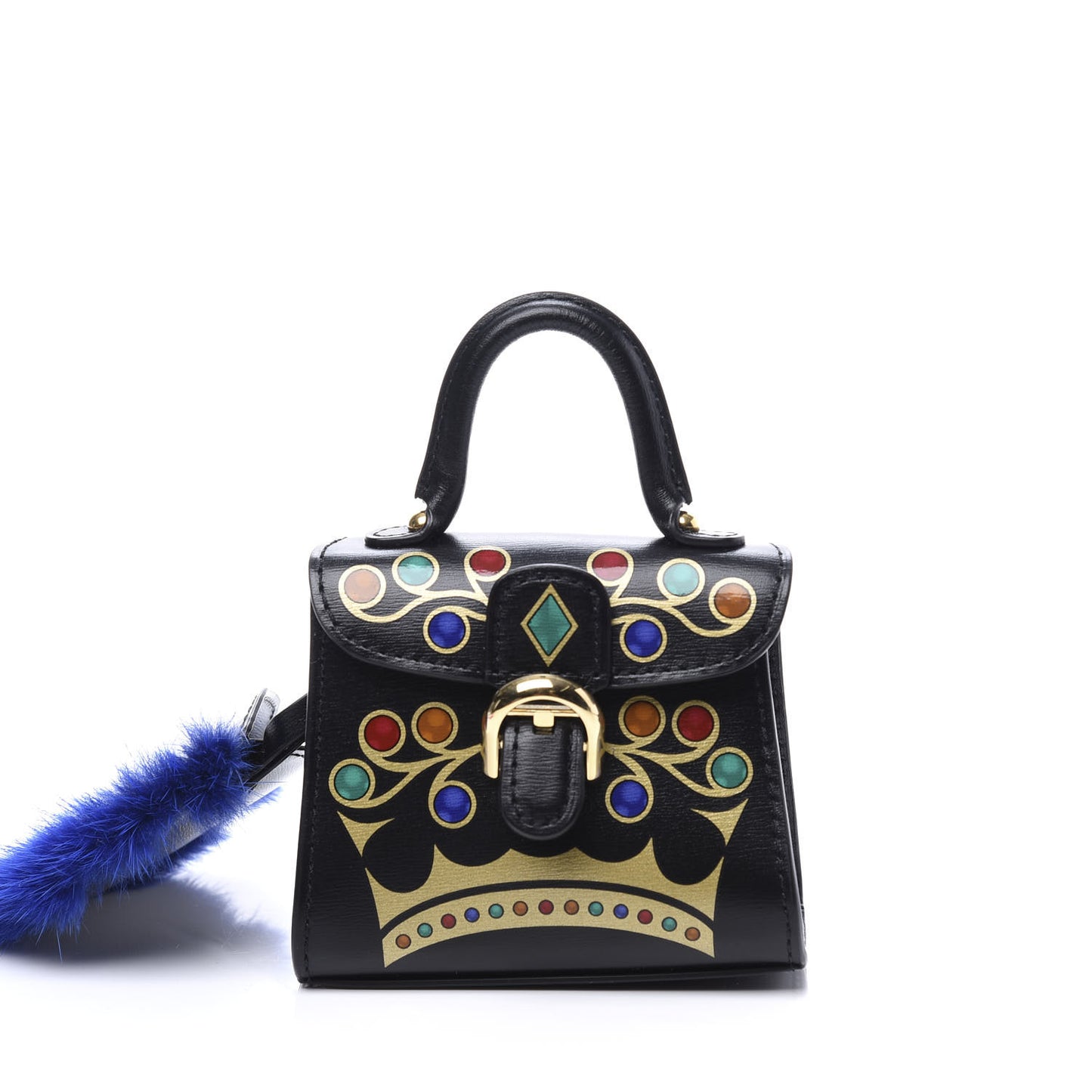 Calfskin Print Byzantine Brillant Charm Strap Black