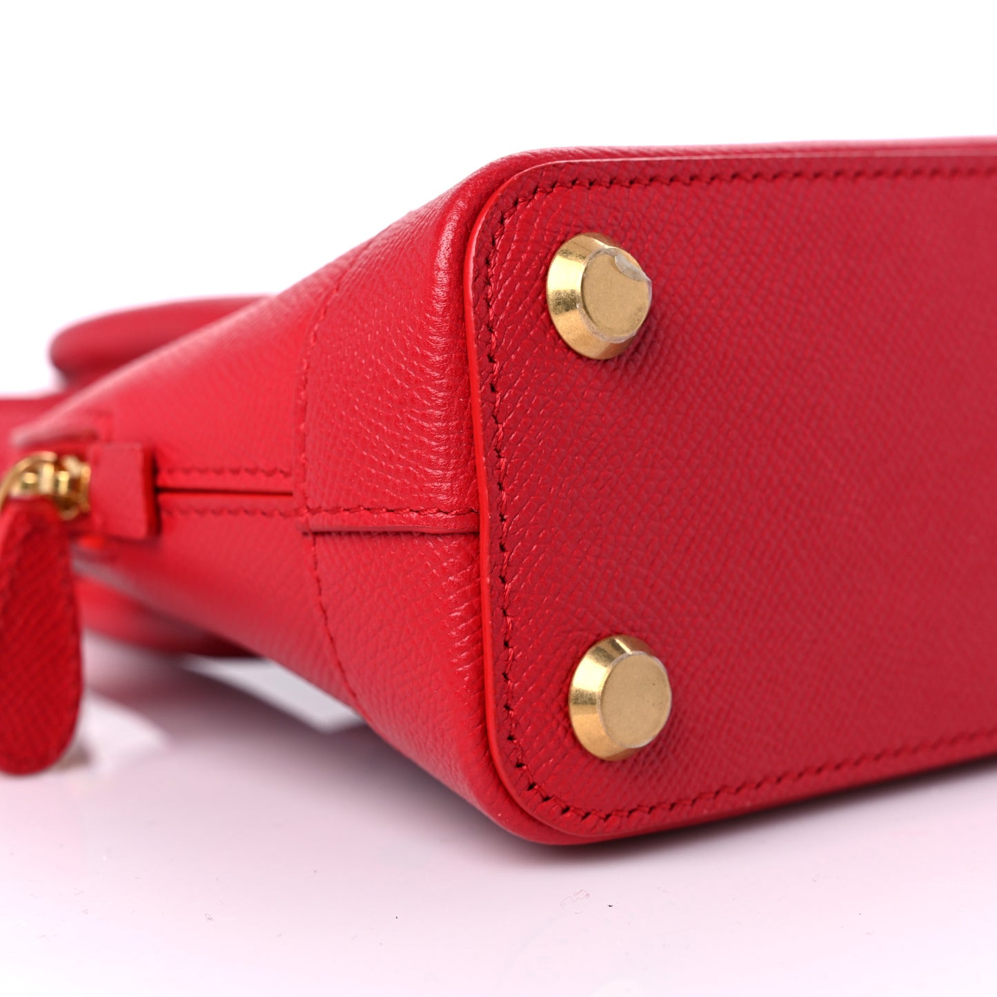 Grained Calfskin XXS Ville Top Handle Bag Rouge Coquelicot