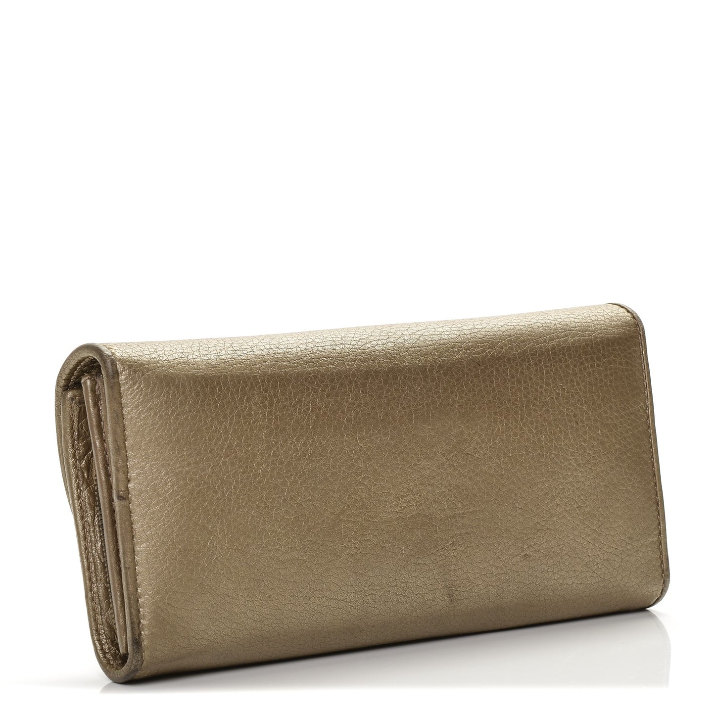 Metallic Cellarius Calfskin 1973 Continental Clutch Wallet Champagne