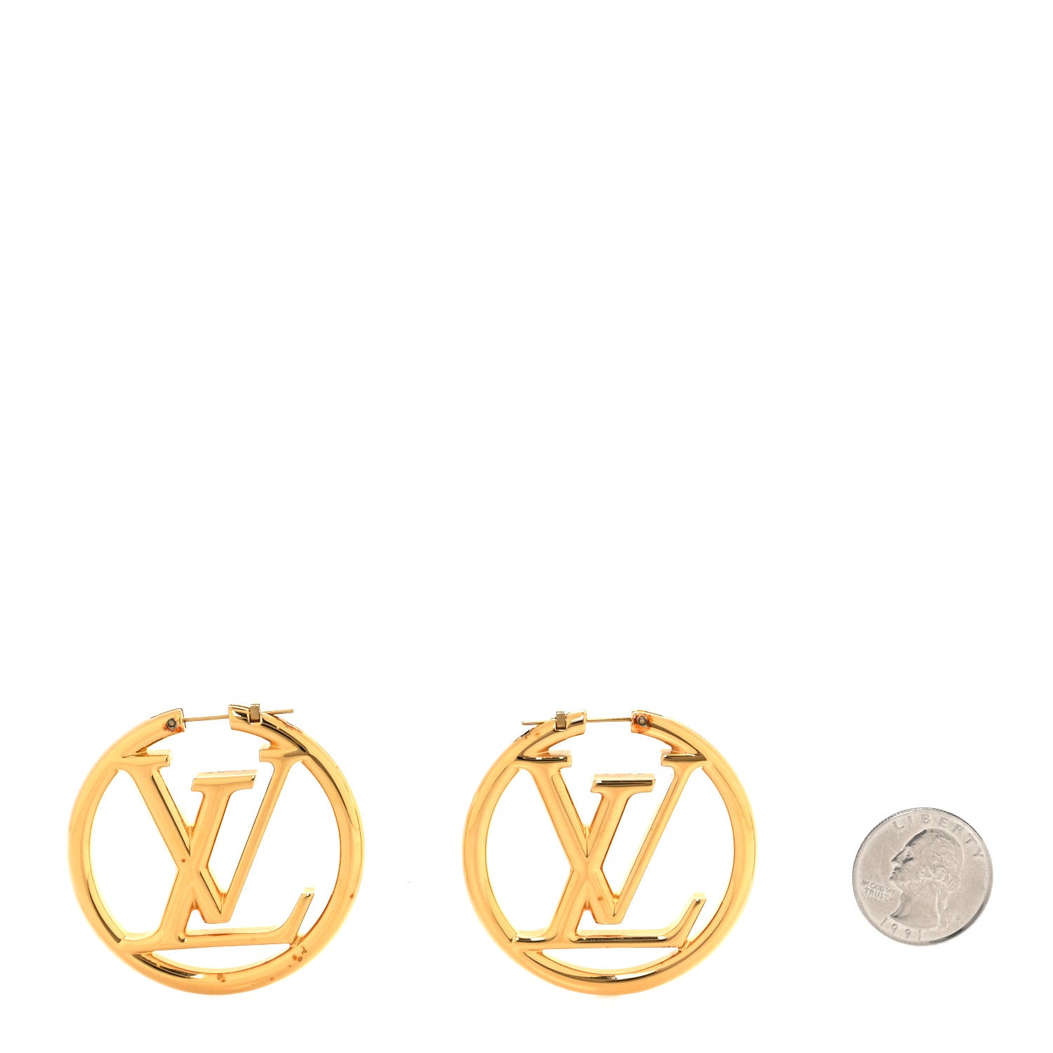Louis Vuitton Metal Louise Hoop Earrings Gold 2 of 5