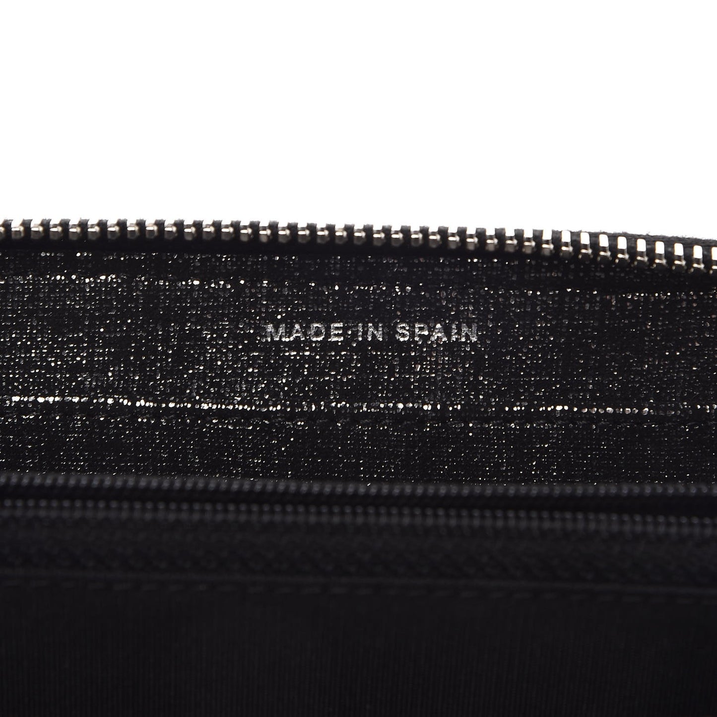 Metallic Fabric Quilted Zip Around Wallet Silver Black