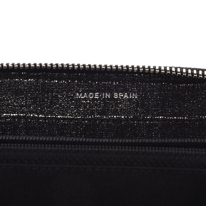 Chanel Metallic Fabric Quilted Zip Around Wallet Silver Black 7 of 8