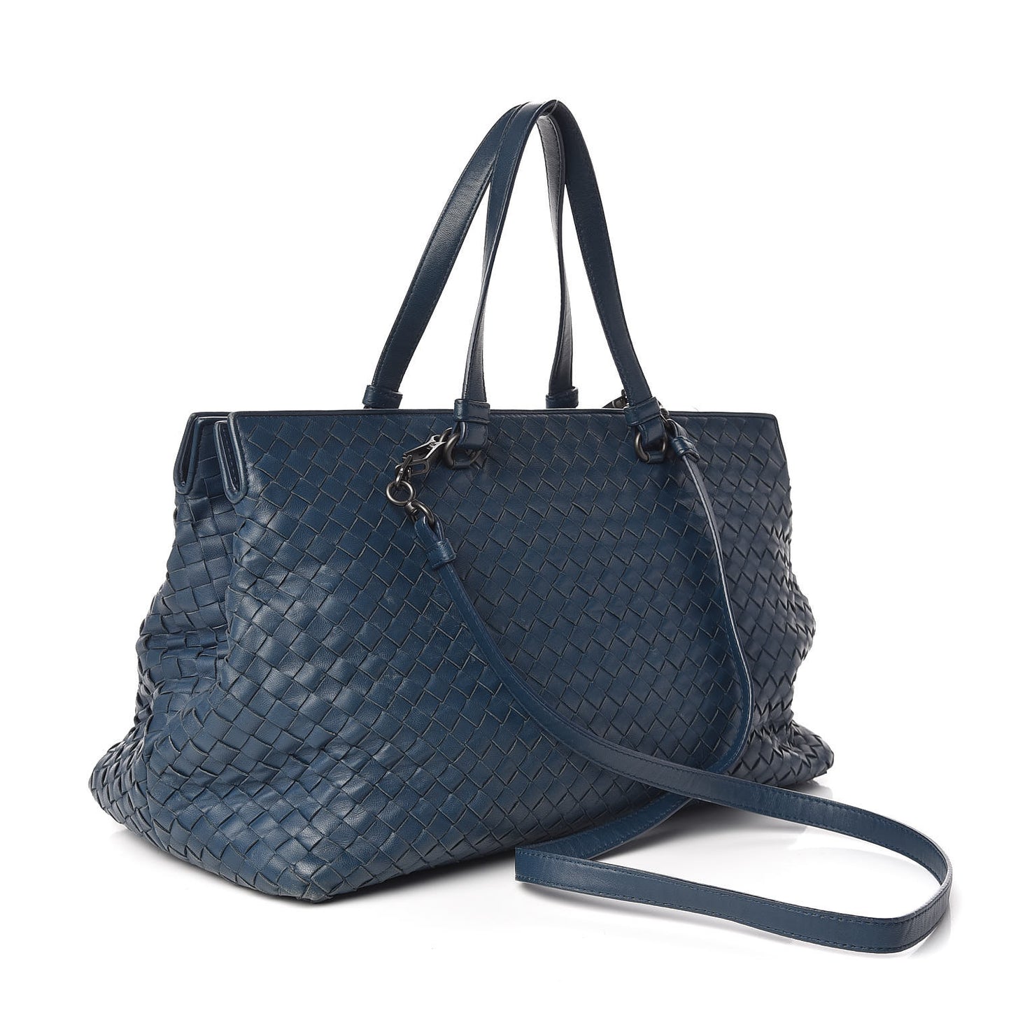 Nappa Intrecciato Large Top Handle Tote Denim