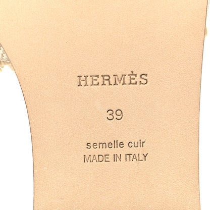 Hermes Linen Canvas Fringe Oran Sandals 39 Beige 8 of 10