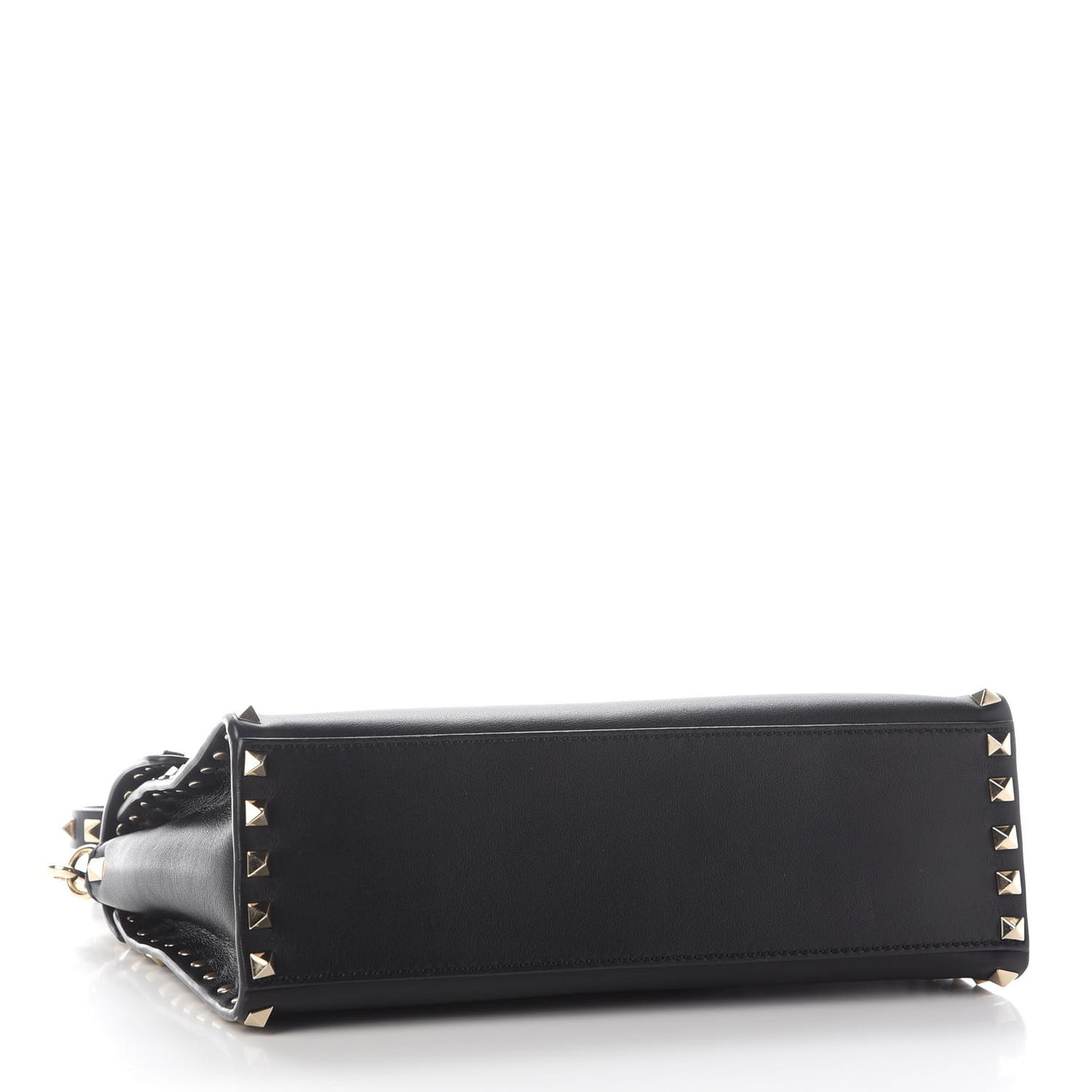Vitello Small Rockstud Single Handle Flap Bag Black