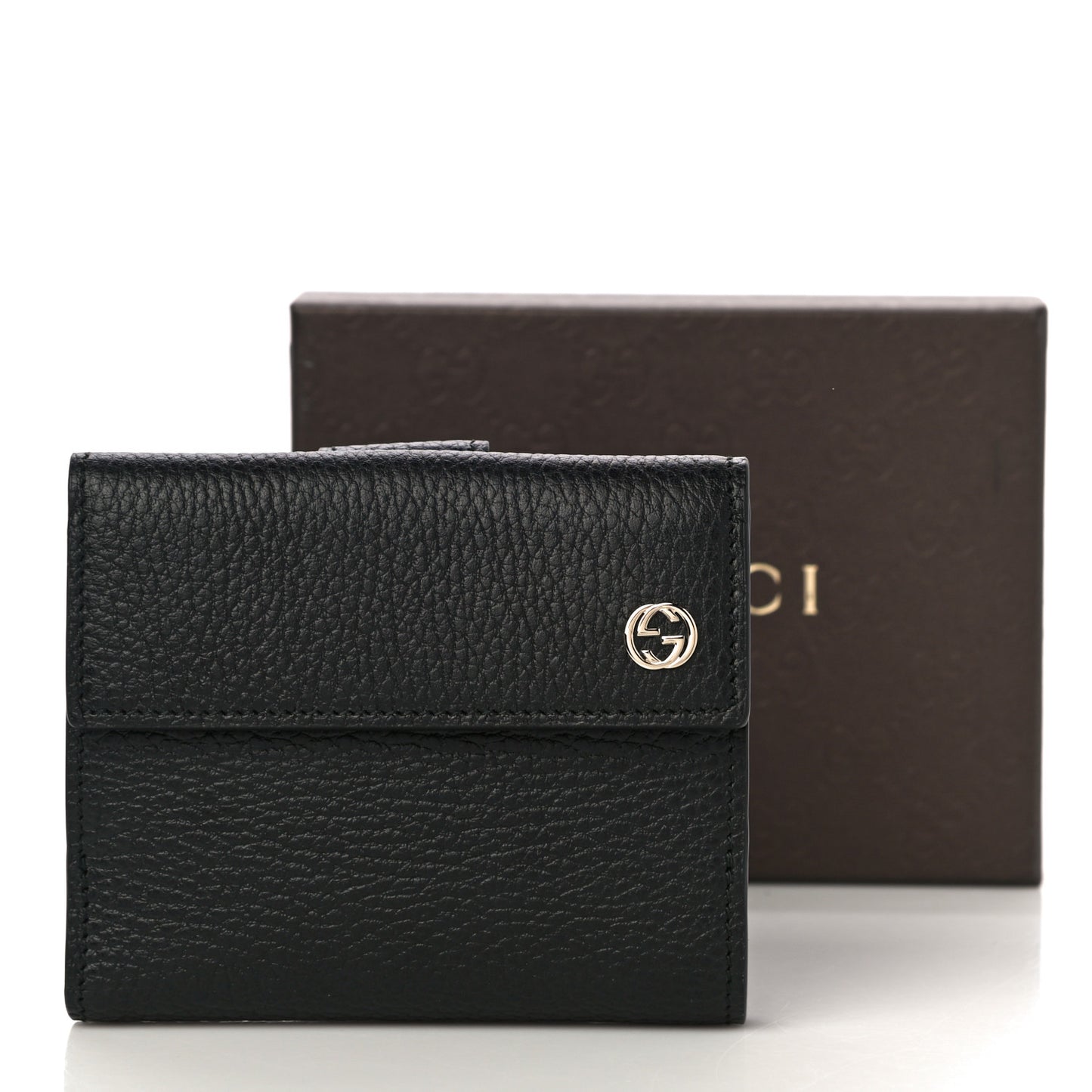 Dollar Calfskin Interlocking G French Wallet Black
