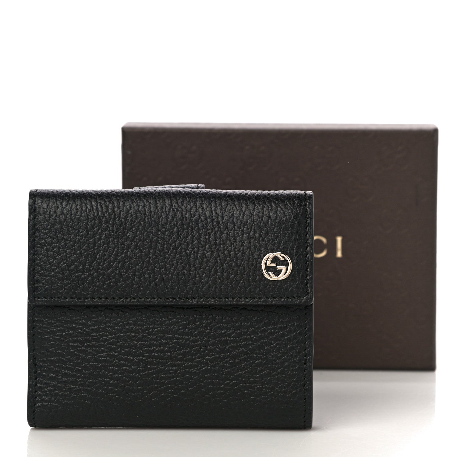 Gucci Dollar Calfskin Interlocking G French Wallet Black 11 of 11