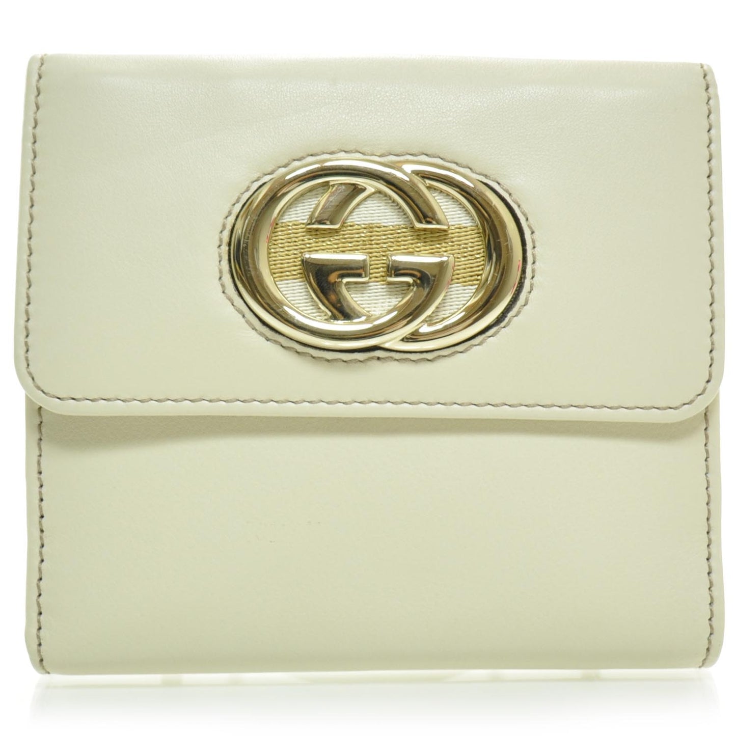 Leather Compact Britt Wallet Ivory