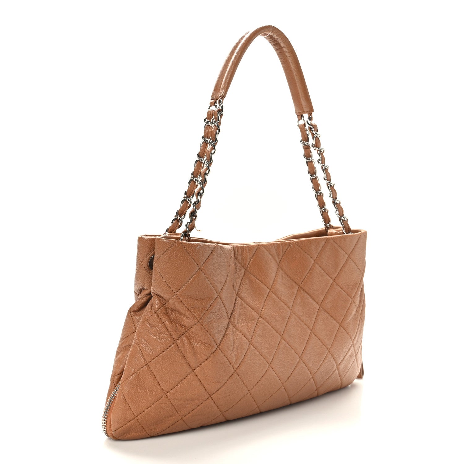 Chanel Caviar Quilted Expandable Zip Shoulder Bag Brown 3 of 10