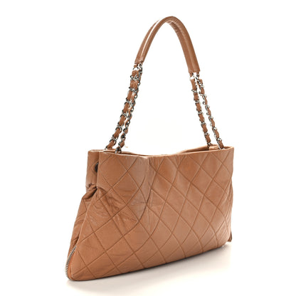 Chanel Caviar Quilted Expandable Zip Shoulder Bag Brown 3 of 10