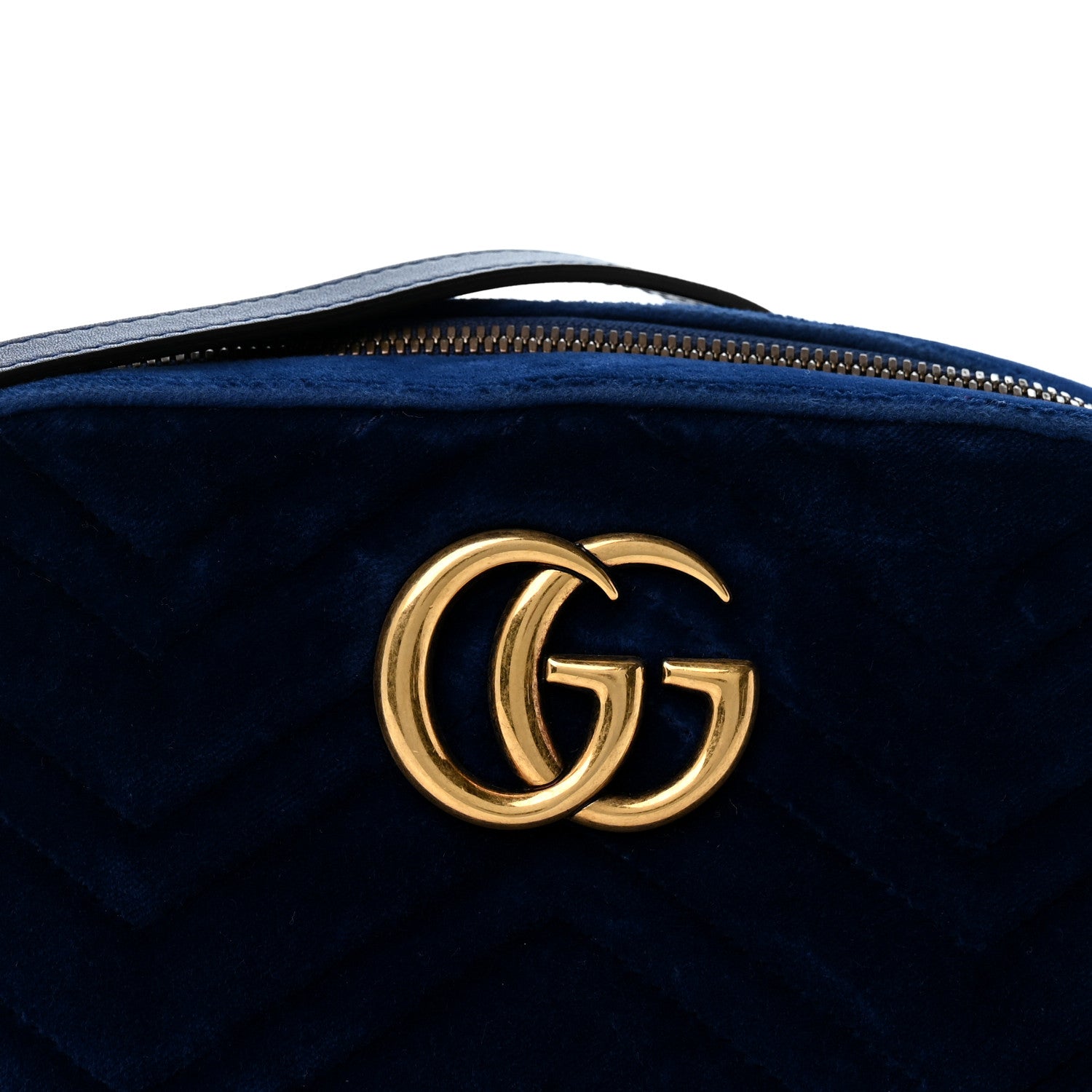 Gucci Velvet Matelasse Small GG Marmont Chain Shoulder Bag Cobalt 8 of 12