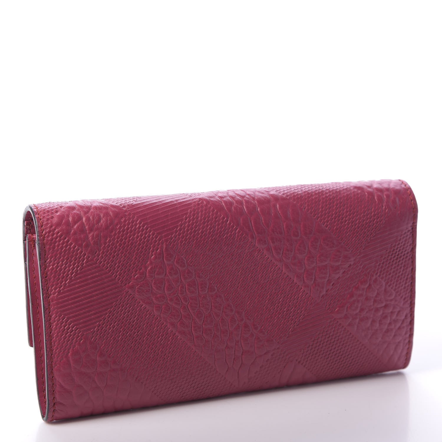 Burberry Signature Grain Calfskin Check Embossed Porter Continental Wallet Dark Plum 3 of 10