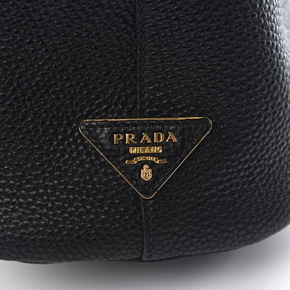 Prada Vitello Daino Embossed Logo Hobo Black 21 of 21