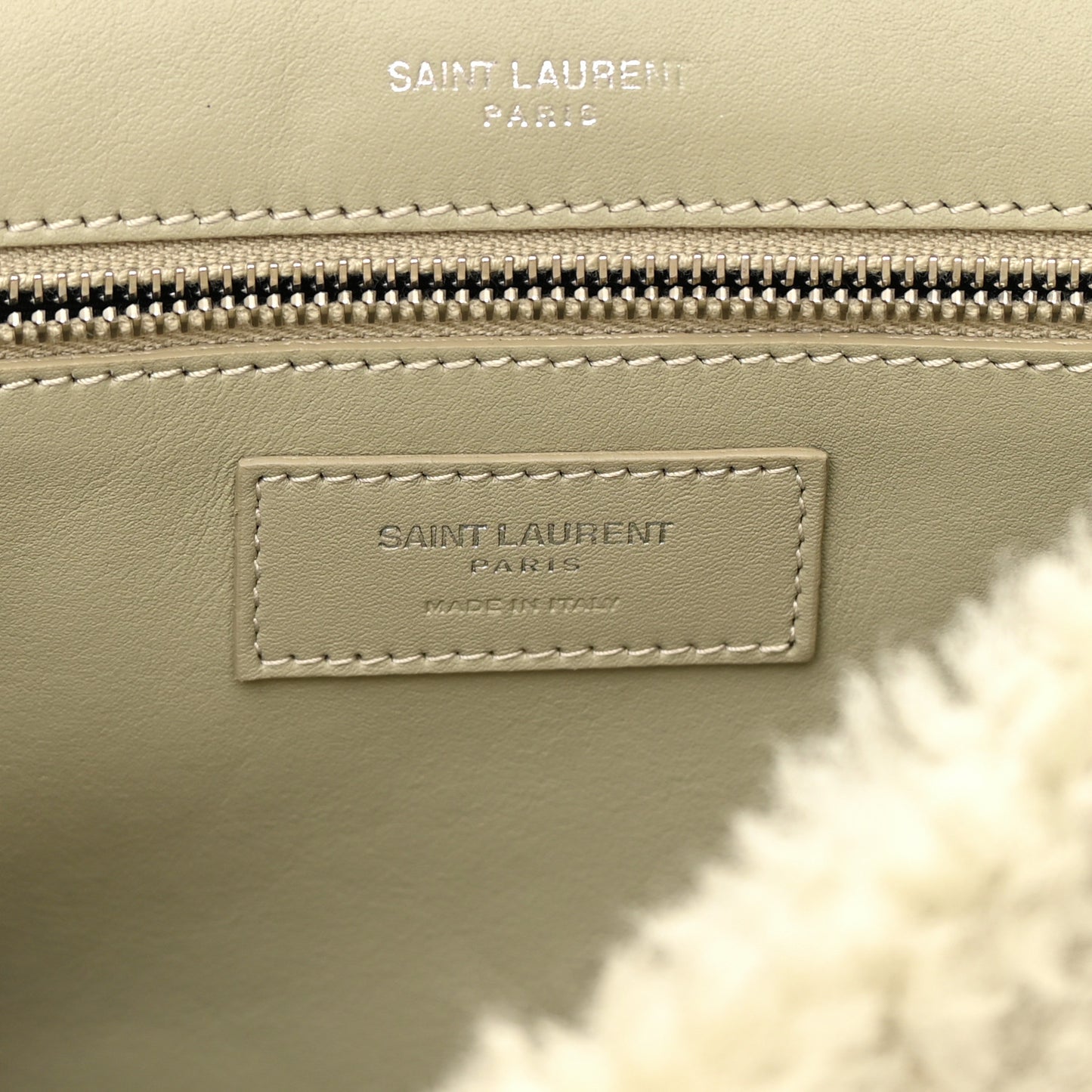 Calfskin Shearling Monogram Medium Niki Chain Satchel Grey