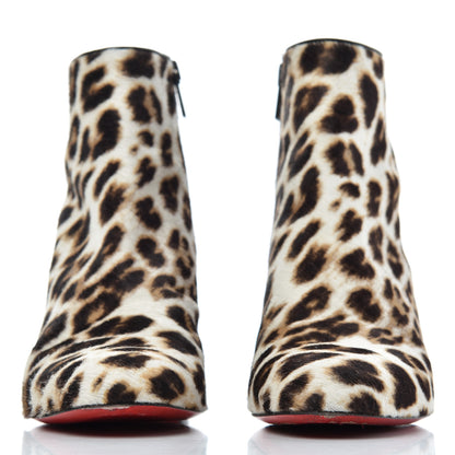 Christian Louboutin Pony Hair Leopard Turela 55 Ankle Boots 37.5 Black White 2 of 22