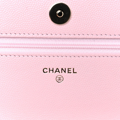 Chanel Caviar Quilted Crystal CC Wallet On Chain WOC Light Pink 6 of 11