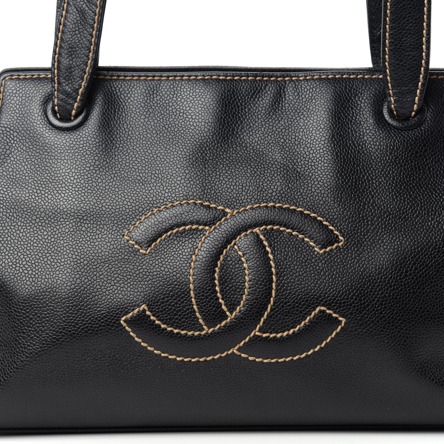 Caviar Stitched CC Shoulder Bag Black