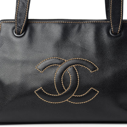 Chanel Caviar Stitched CC Shoulder Bag Black 10 of 10