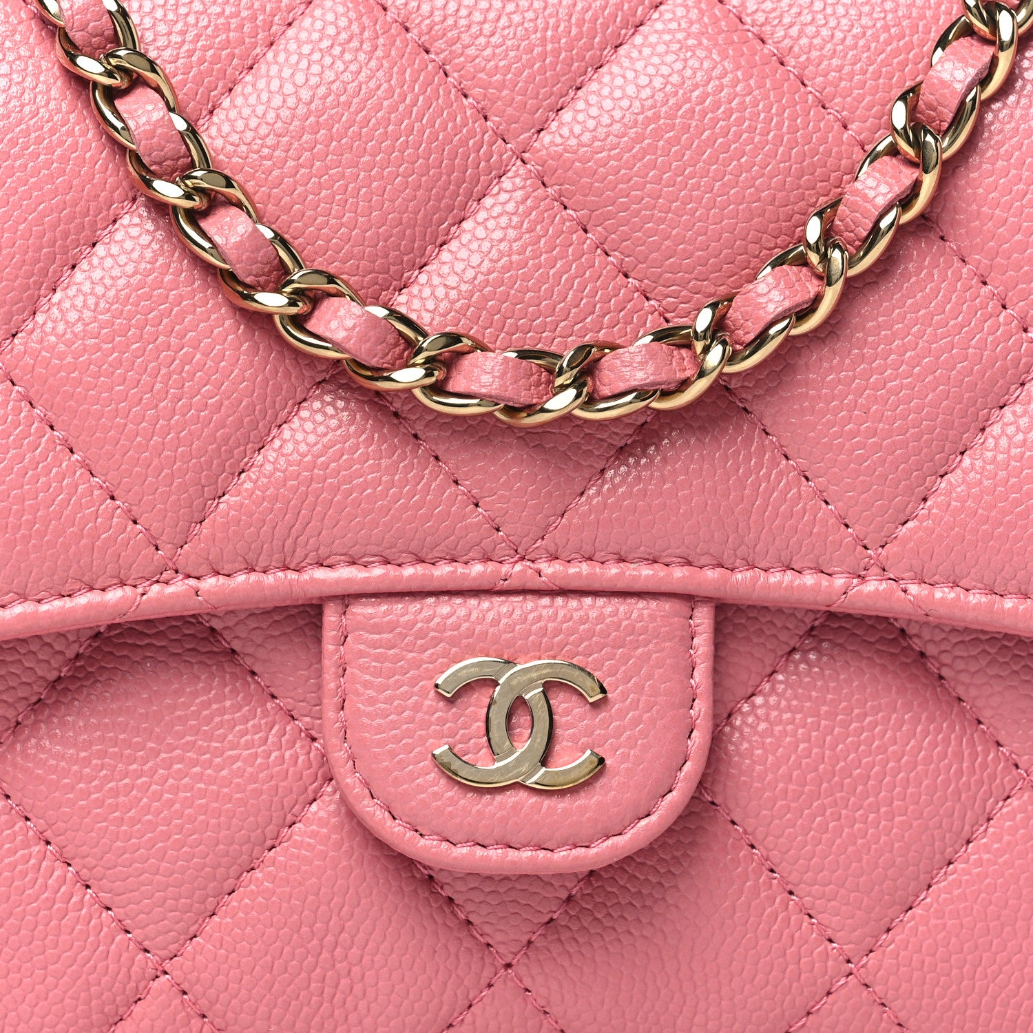 Chanel Caviar Quilted Flap Phone Holder With Chain Pink 1570630