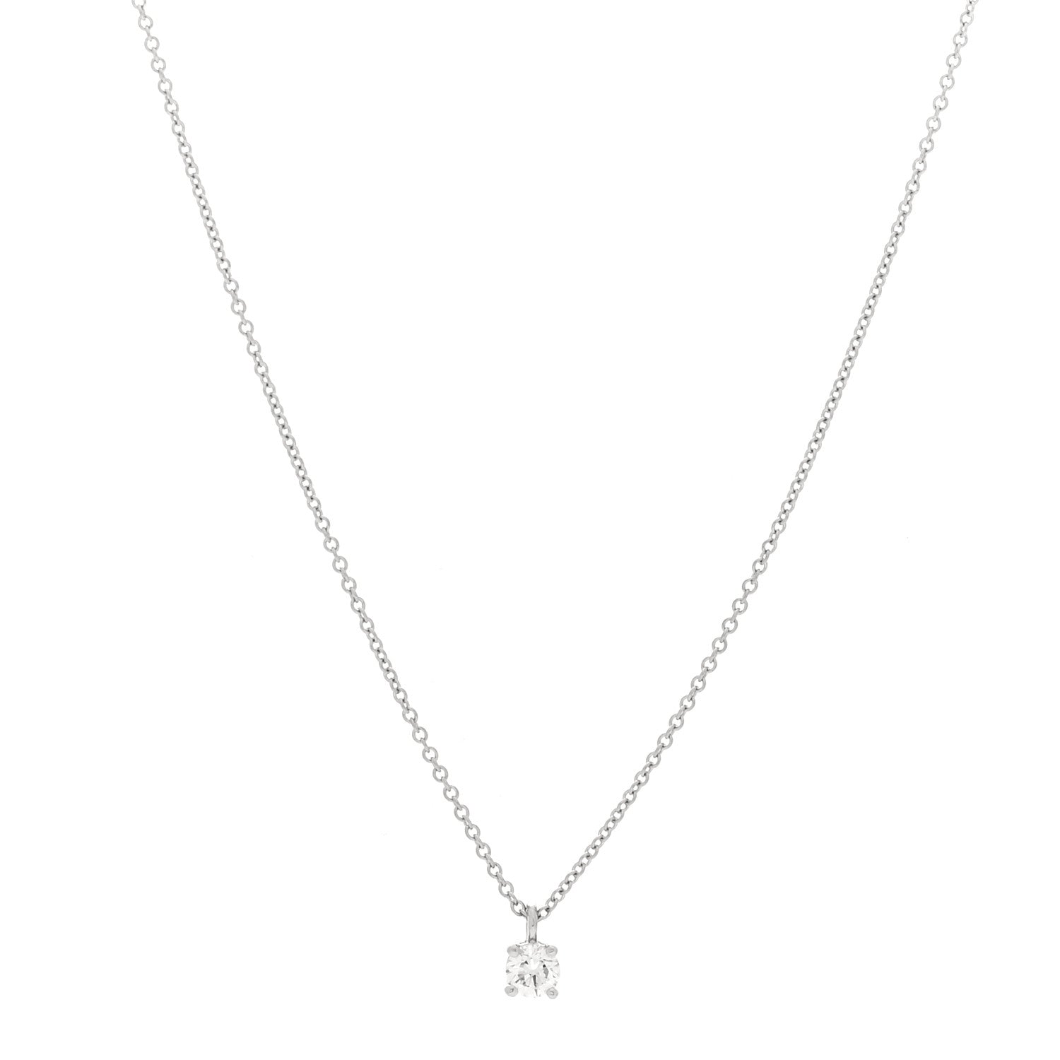 Tiffany Platinum Diamond .17ct Solitaire Pendant Necklace 1 of 4