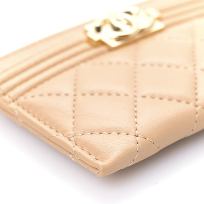 Chanel Lambskin Quilted Boy Card Holder Beige 9 of 10