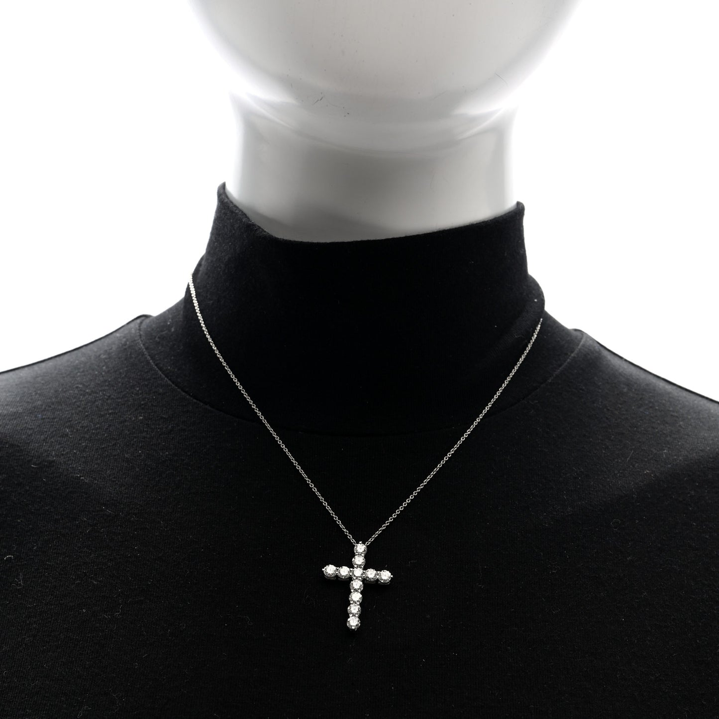 Platinum Diamond Large Cross Pendant Necklace