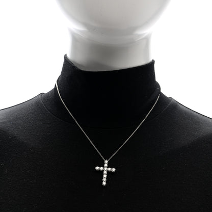 Tiffany Platinum Diamond Large Cross Pendant Necklace 2 of 5