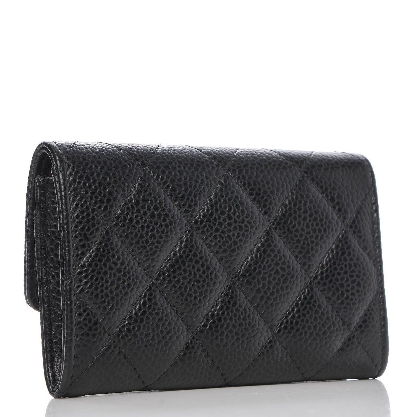 Caviar Quilted Flap Card Holder Black