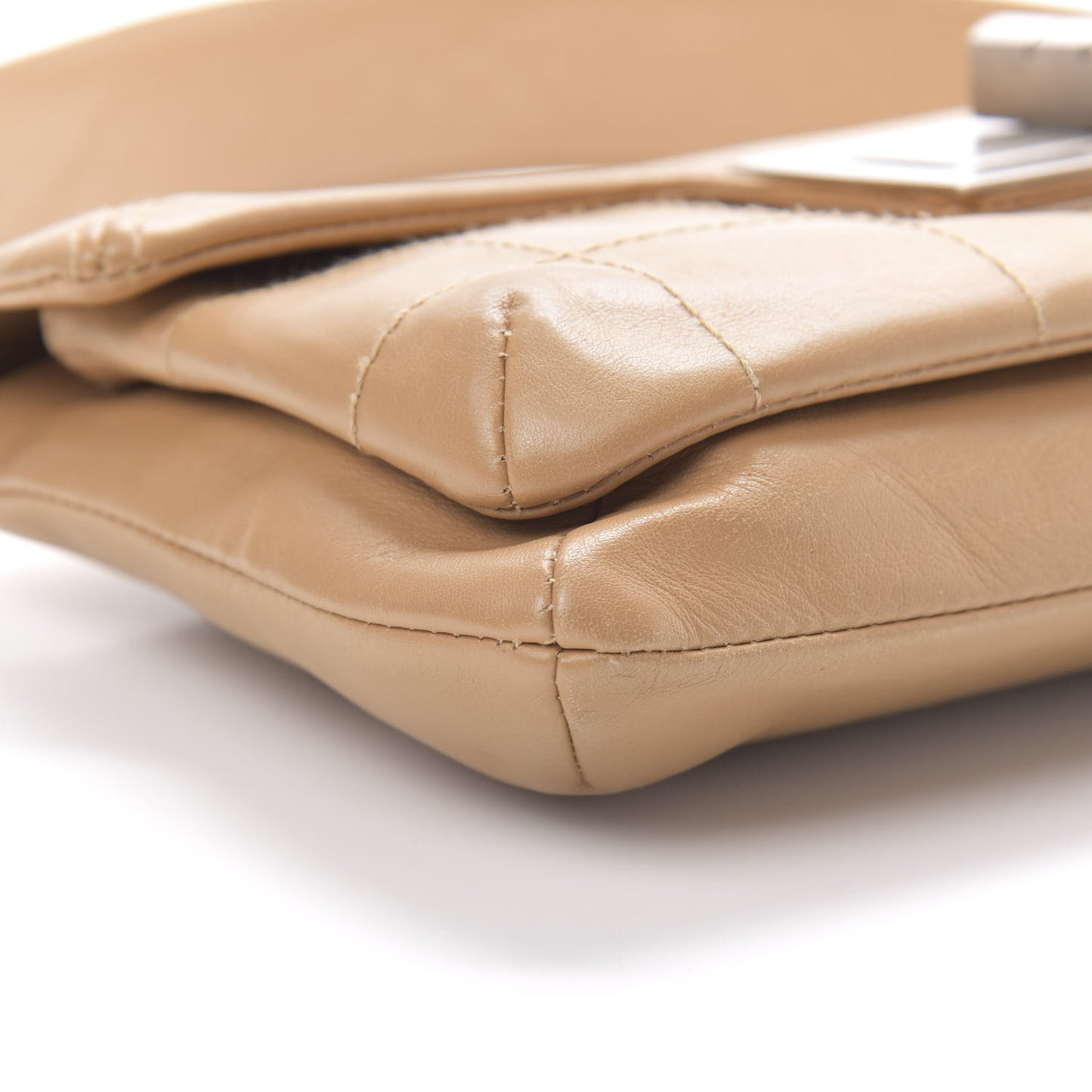 Calfskin Square Stitched Mademoiselle Shoulder Bag Tan
