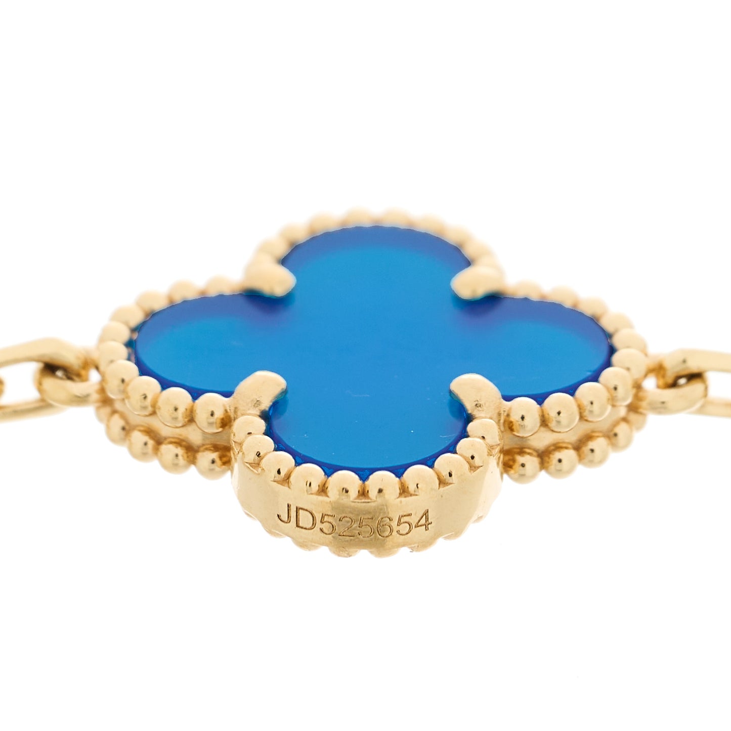 18K Yellow Gold Blue Agate 5 Motifs Vintage Alhambra Bracelet