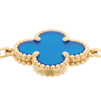 Van Cleef & Arpels 18K Yellow Gold Blue Agate 5 Motifs Vintage Alhambra Bracelet 5 of 9