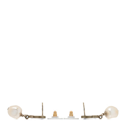Chanel Enamel Pearl Pearl CC Drop Earrings Black 3 of 4