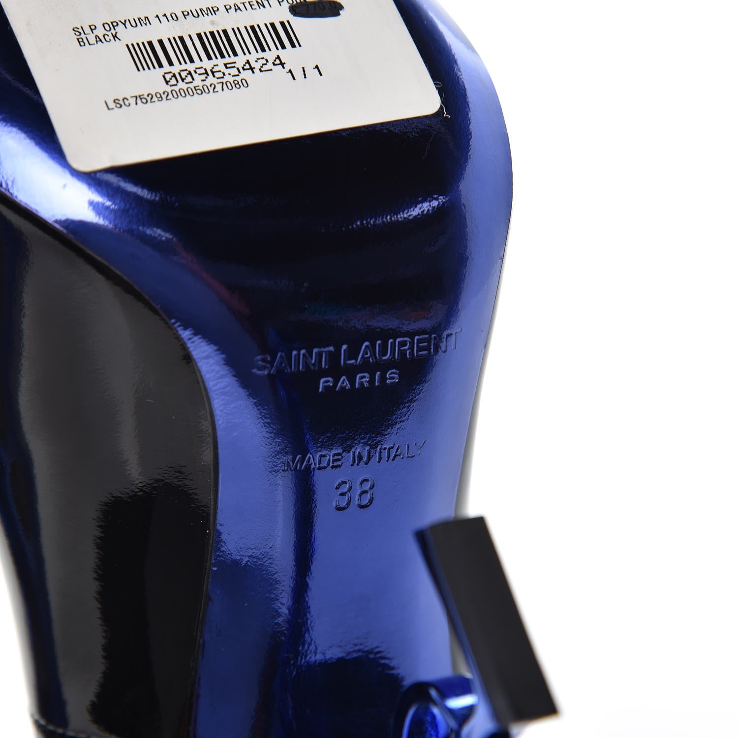 Saint Laurent Patent Opyum 100 Pumps 38 Black Blue Metal 6 of 10