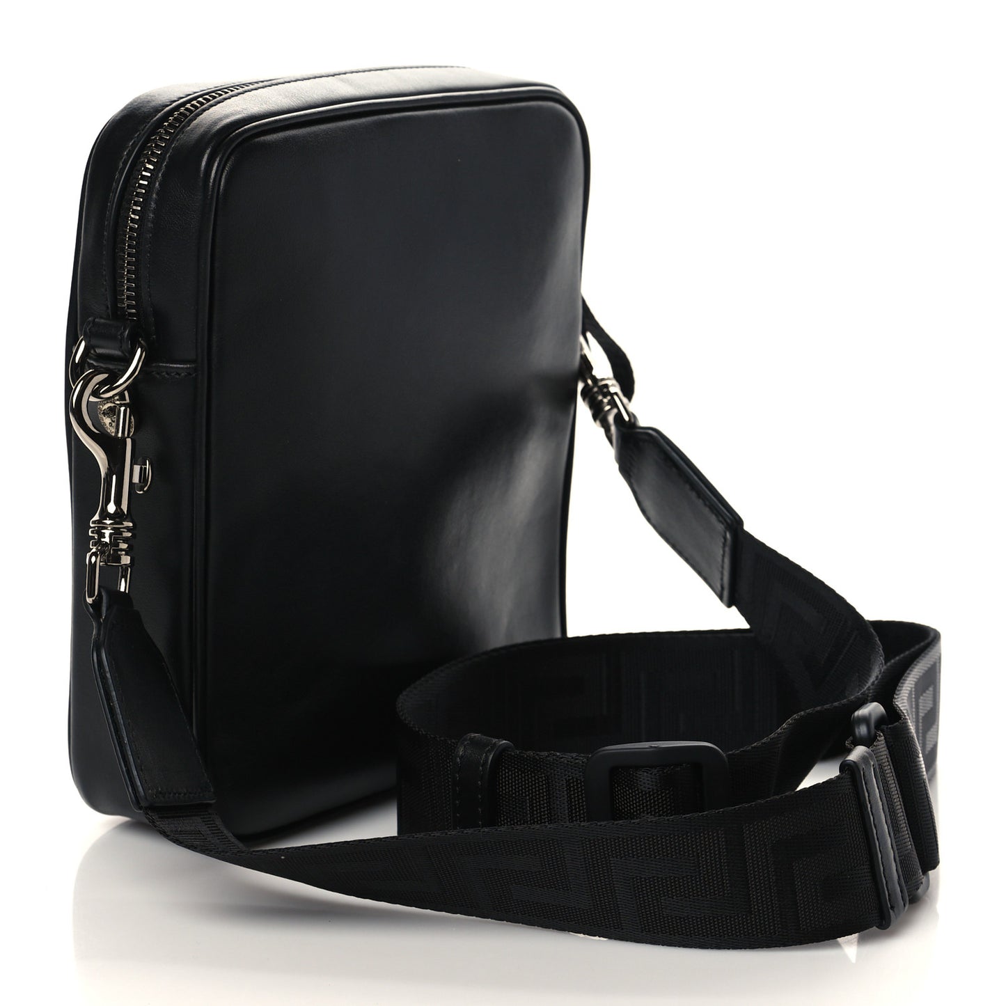 Calfskin Logo Messenger Bag Black