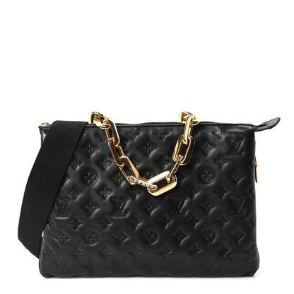 Louis Vuitton Lambskin Embossed Monogram Coussin MM Black 1 of 8