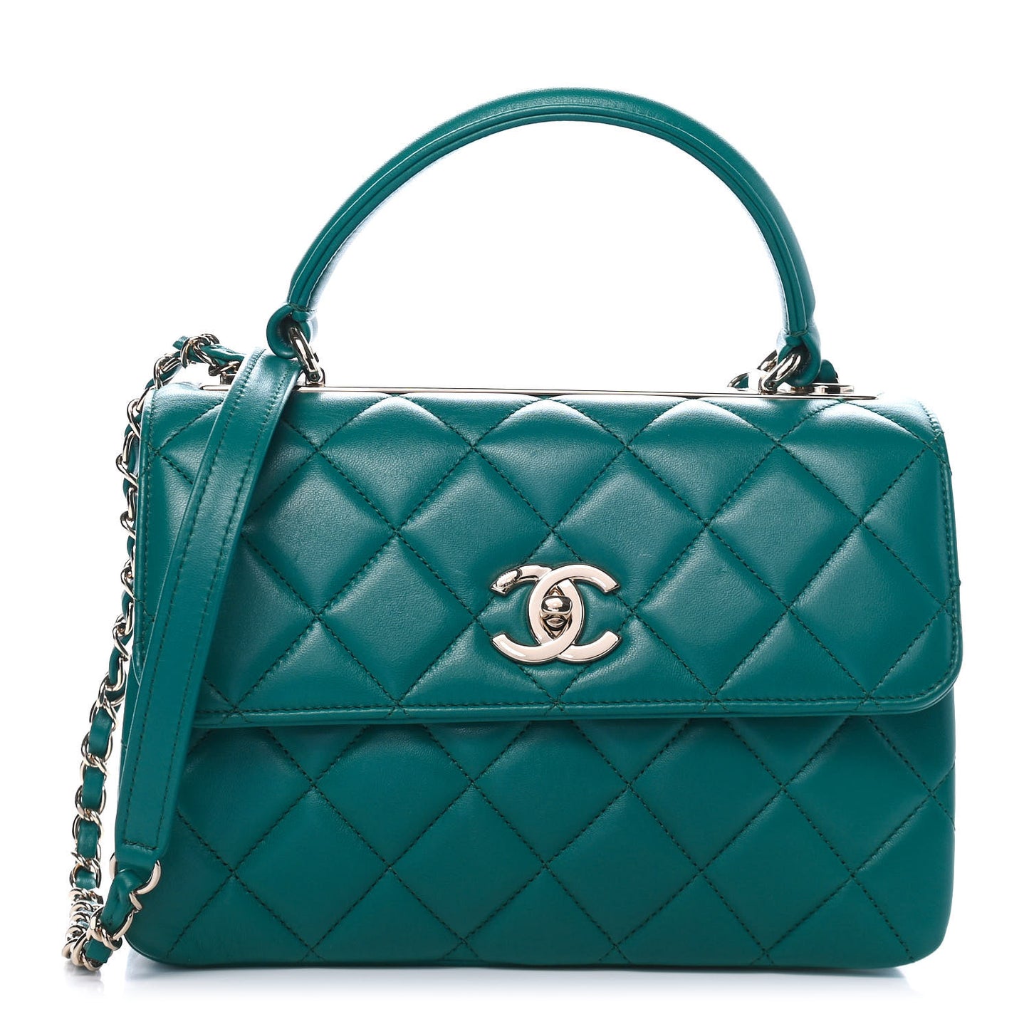 Lambskin Quilted Small Trendy CC Flap Dual Handle Bag