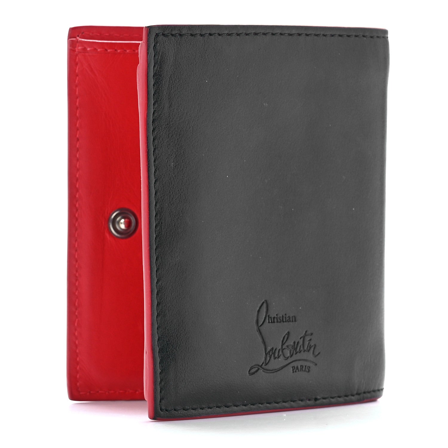 Christian Louboutin Calfskin Embellished Crown Compact Wallet Black 3 of 12