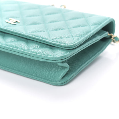 Chanel Caviar Quilted Wallet On Chain WOC Turquoise 10 of 12