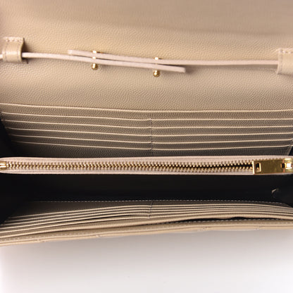 Saint Laurent Grain De Poudre Matelasse Chevron Monogram Chain Wallet Nude Powder 7 of 10