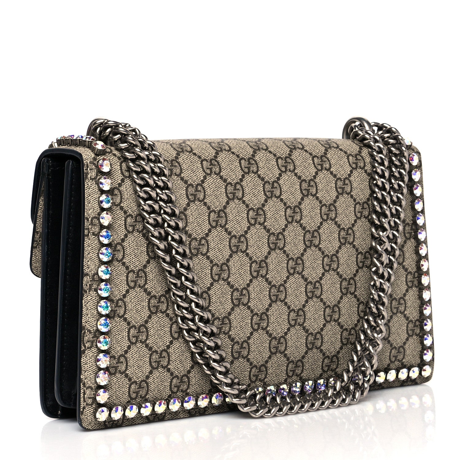 Gucci GG Supreme Monogram Crystal Small Dionysus Shoulder Bag Black 3 of 15
