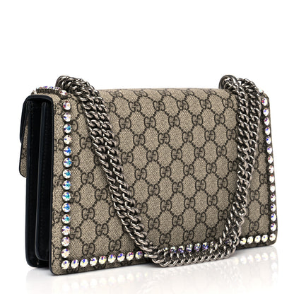 Gucci GG Supreme Monogram Crystal Small Dionysus Shoulder Bag Black 3 of 15