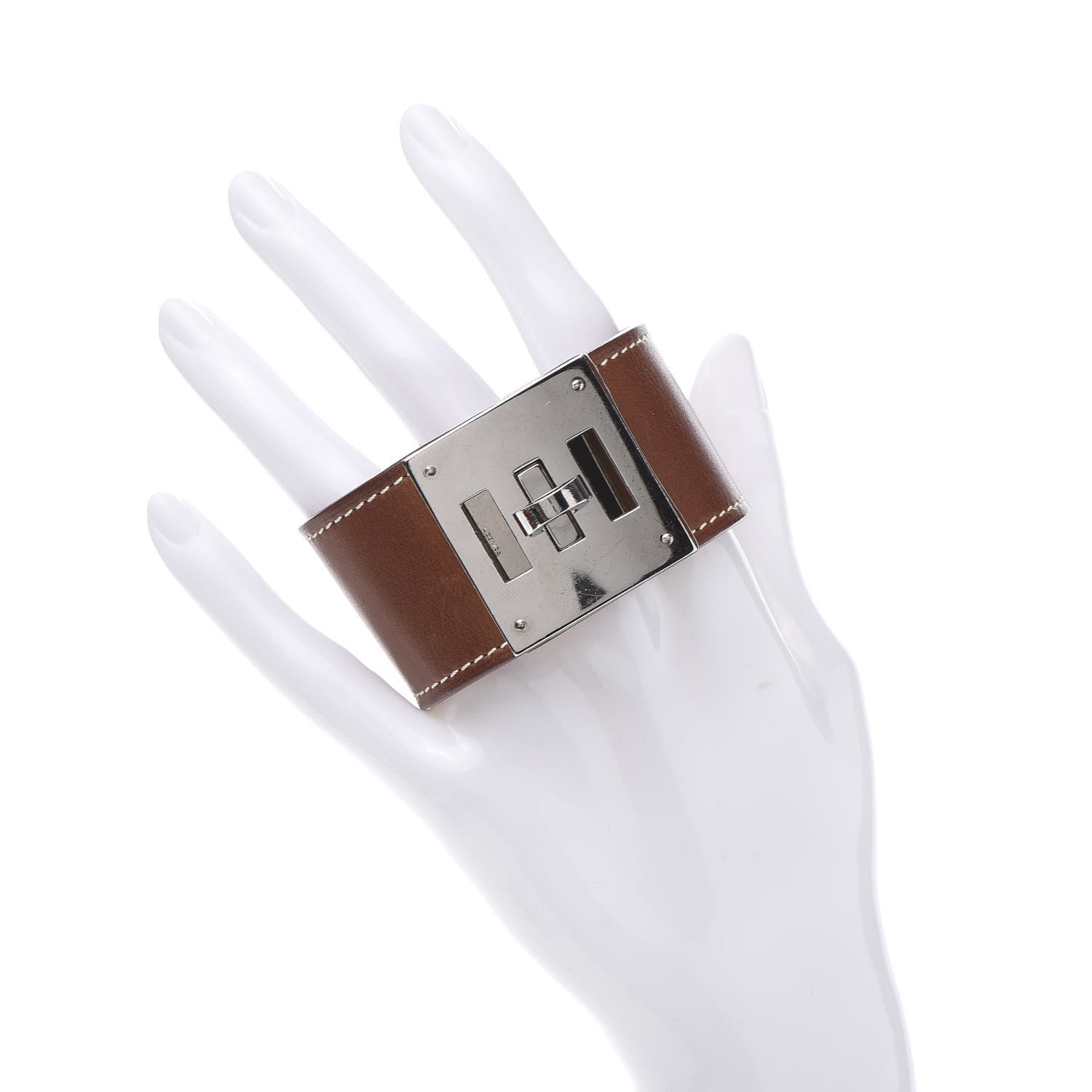 Hermes Natural Barenia Kelly Dog Cuff Fauve 2 of 8